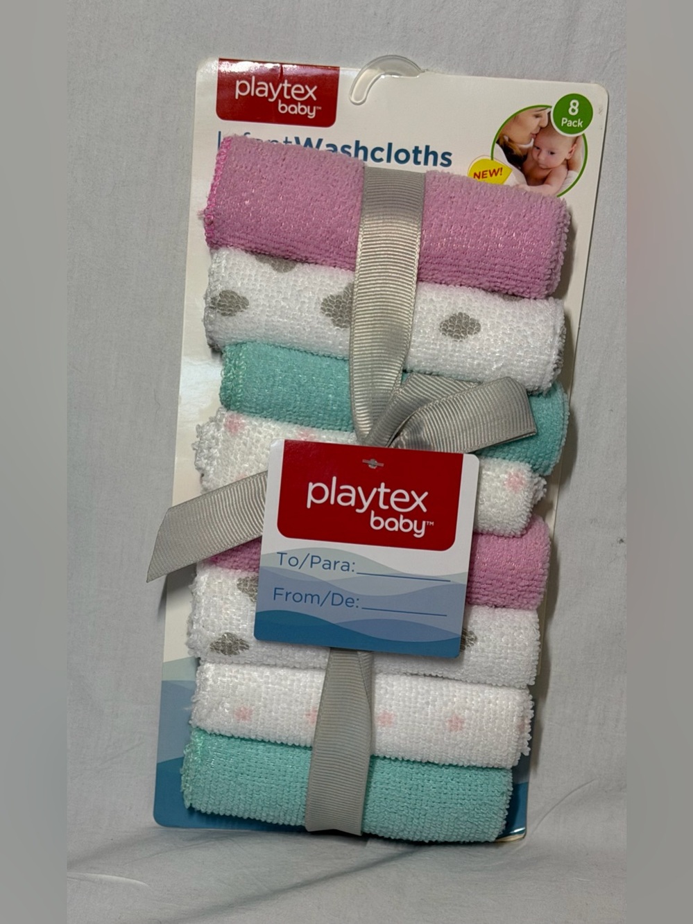 Playtex Infant Washcloths - Mint Green, Pink & White Set